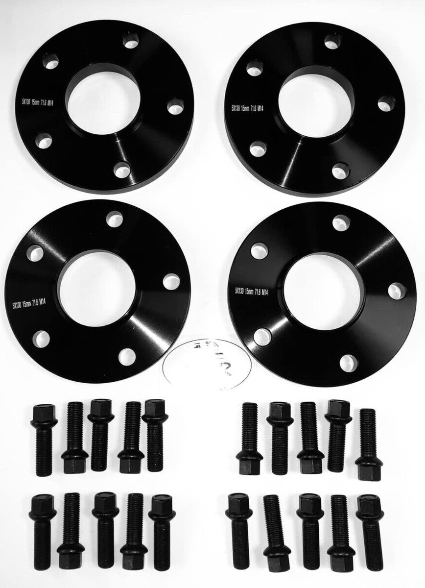 Porsche Wheel Spacers 15mm + Extended AF Bolts Set Of 4 in Black 5x130 PSR9Line15