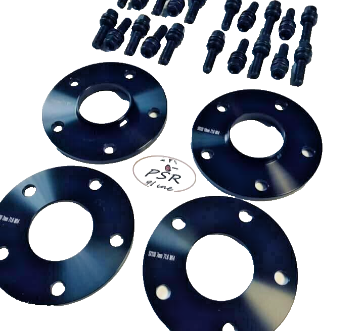 Porsche Wheel Spacers 7mm + Extended OE Bolts Set Of 2 in Black 5x130 PSR9Line14