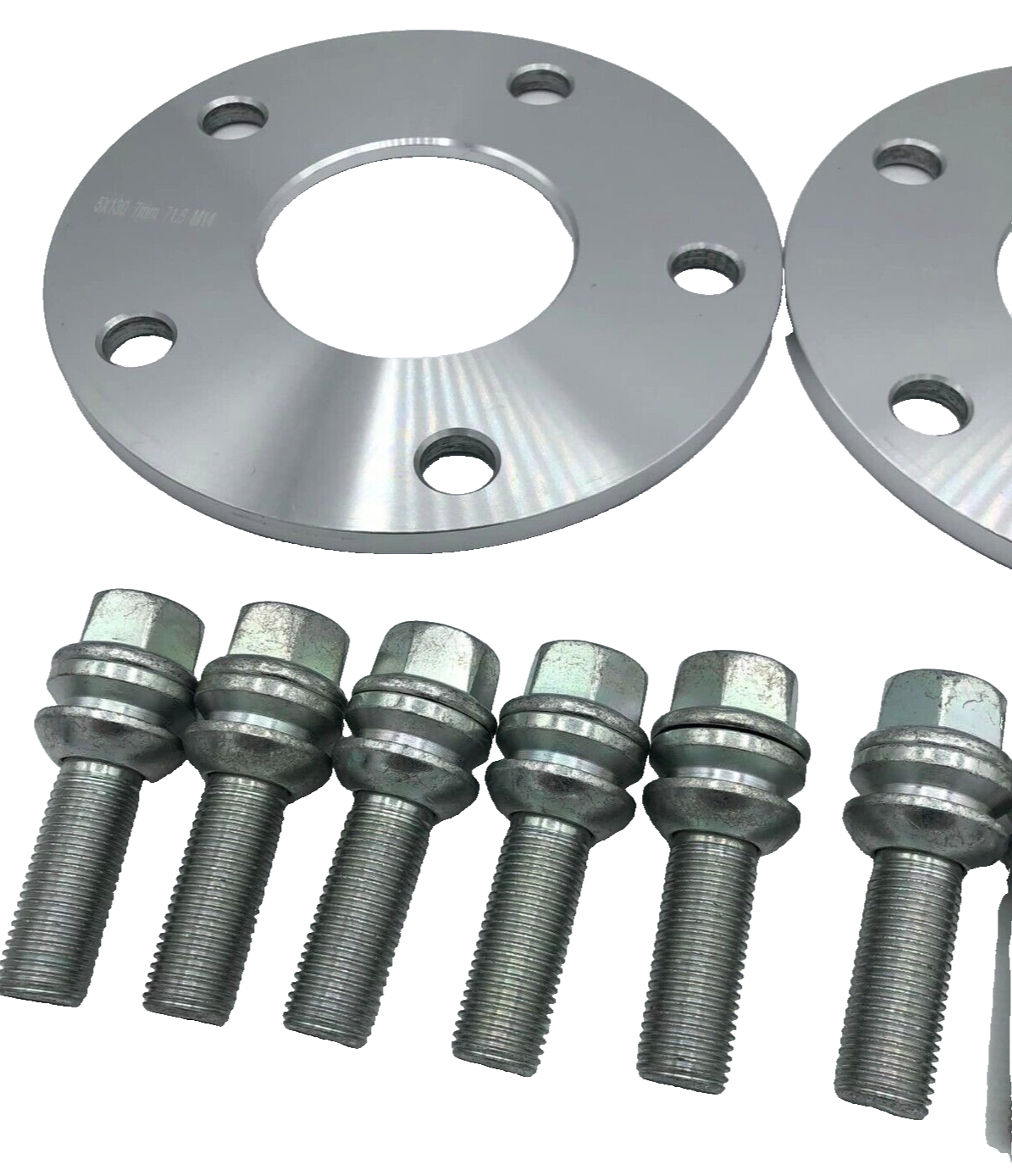 Porsche Wheel Spacers 7mm + Extended OE Bolts Set Of 2 in Silver 5x130 PSR9Line22