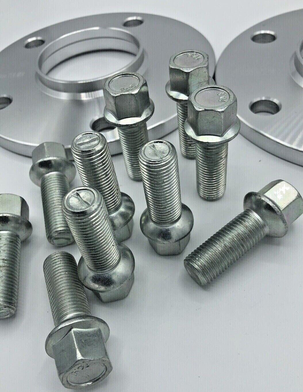 Porsche Wheel Spacers 12mm + Extended OE Bolts Set Of 2 in Silver 5x130 PSR9Line7