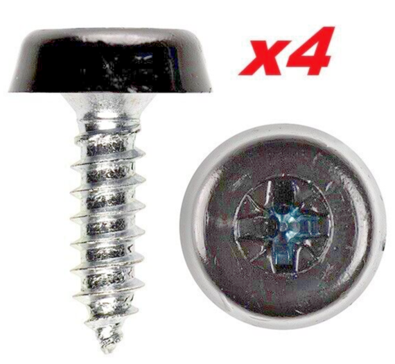 Registration Plate Fixing Kit  - Plastic Cap Screws x4 Moulded Head Self Thread.1