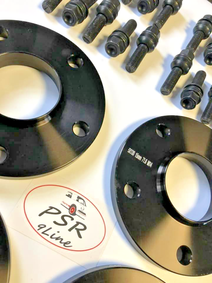 Porsche Wheel Spacers 15mm + Extended O.E Bolts Set Of 2 in Black 5x130 PSR9Line10