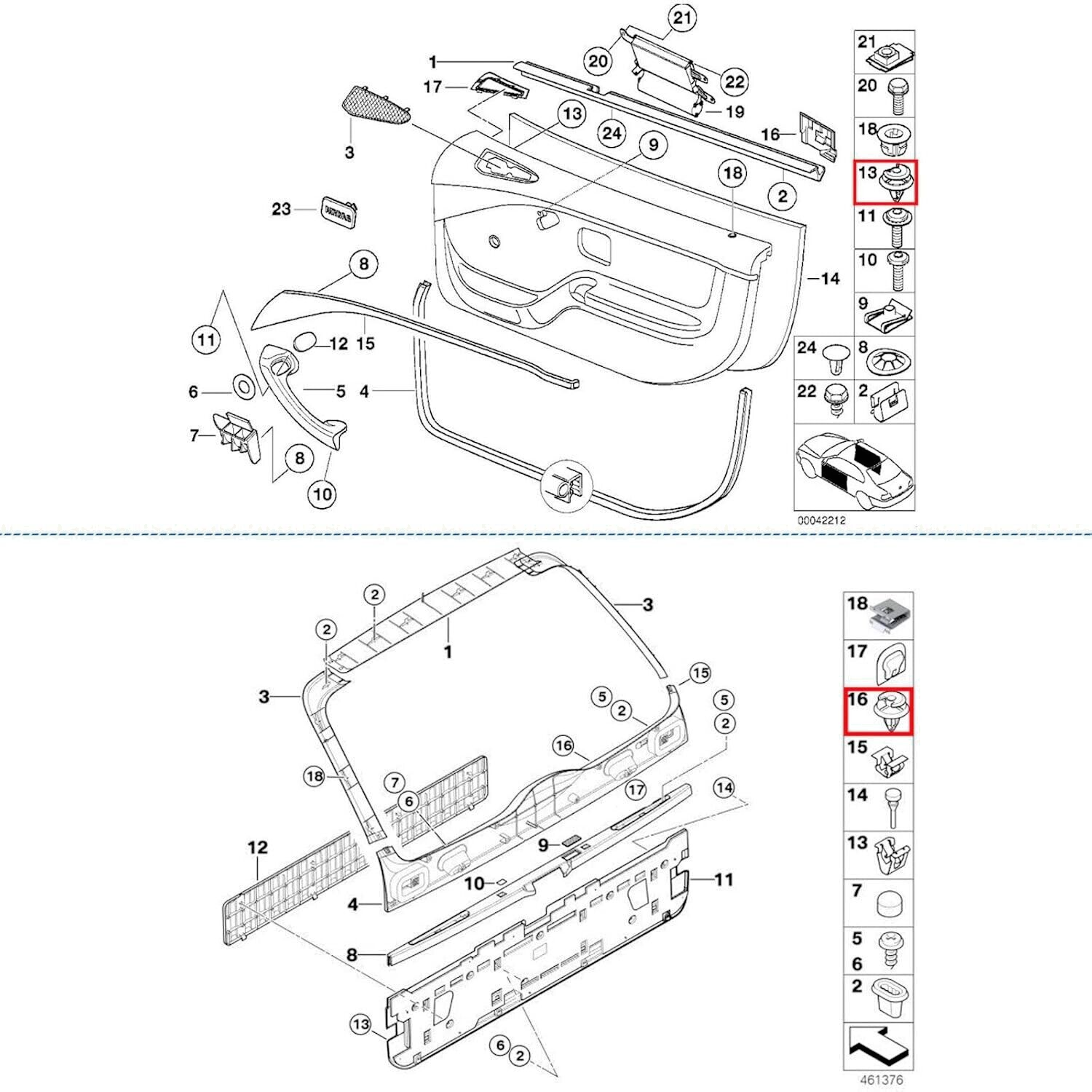 BMW Door Panel Trim Card Retainer Clip Plastic Fixing Fastener O.E 1973500 x5 Pc11