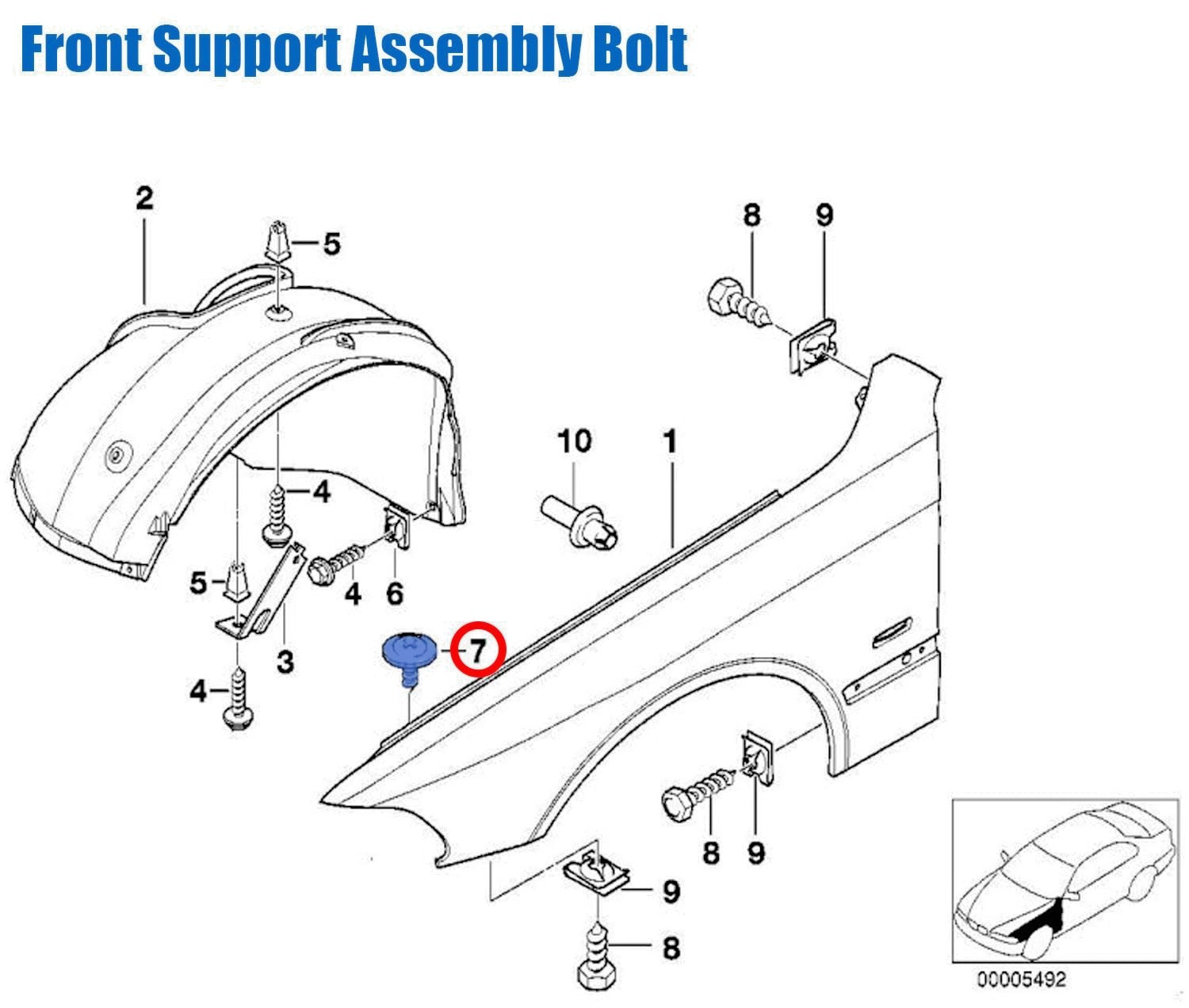 BMW Torx Screw Metal Front Wing Panel Fastener Bolt 3 5 7 8 Series 1989-2003 x1011