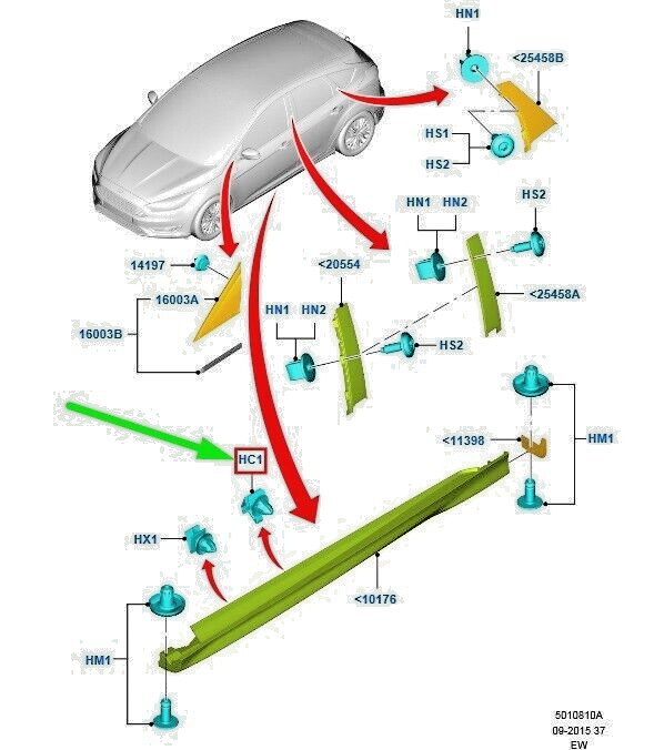 Ford Focus MK3 Side Skirt Cover Clips Sill Moulding Clip 1692599 10x Qty RS - ST14