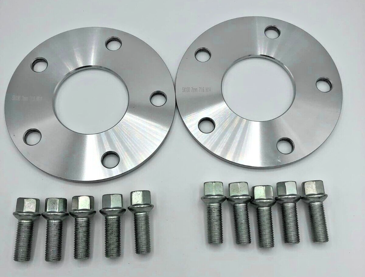 Porsche Wheel Spacers 7mm + Extended AF Bolts Set Of 4 in Silver 5x130 PSR9Line10