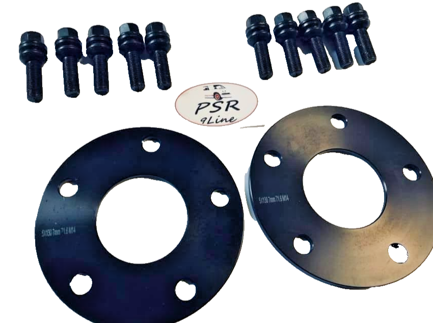 Porsche Wheel Spacers 7mm + Extended OE Bolts Set Of 2 in Black 5x130 PSR9Line0