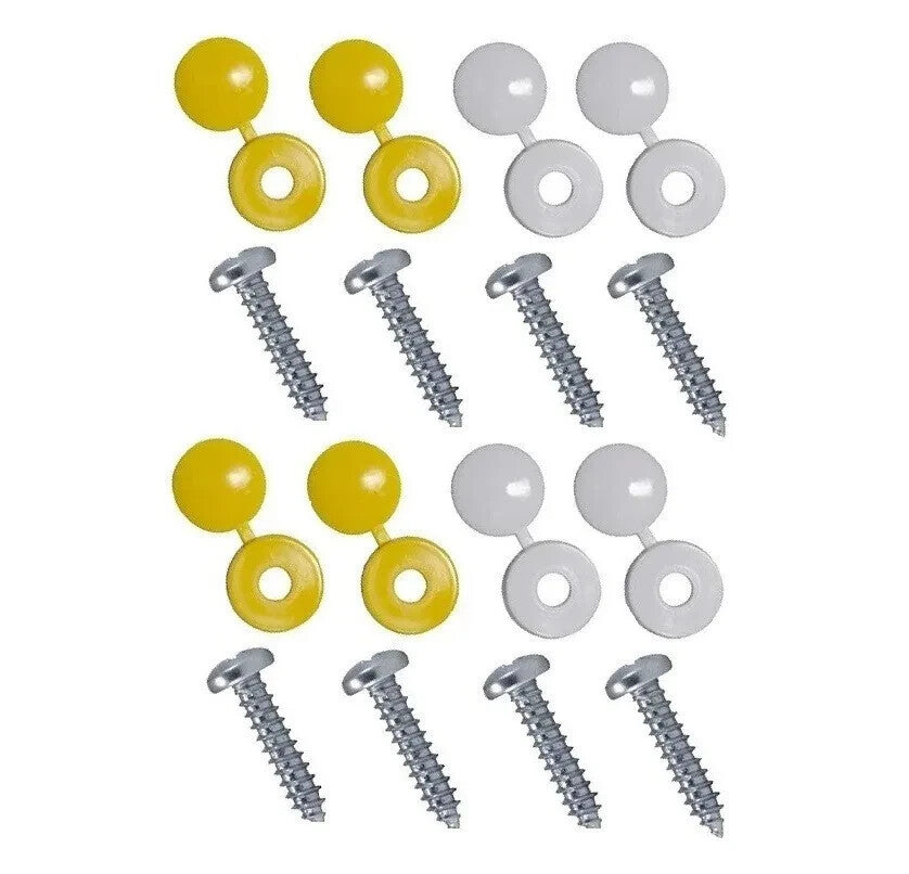 Vehicle Registration Number Plate Screws White Yellow Black Hinged Caps9
