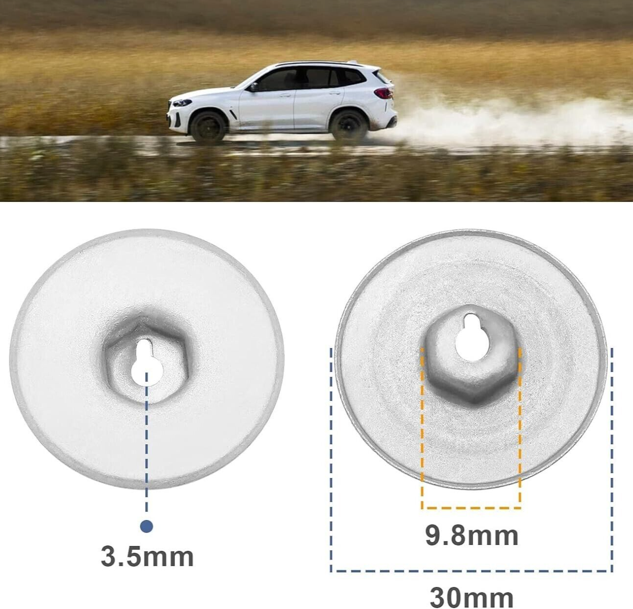 BMW Hex Head Heat Shield Press Stud Metal Washer 30mm Flange 07146949380 QTY x206
