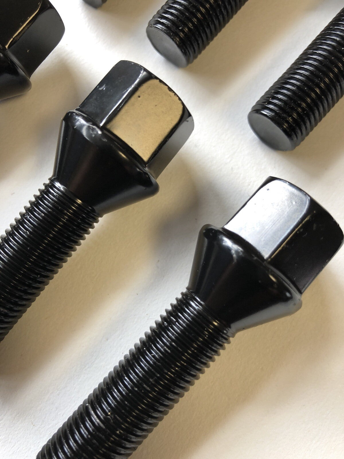 16 Black Extended Wheel Bolts 45mm Thread  M14 x 1.5 Hex Head Tapered Cone2