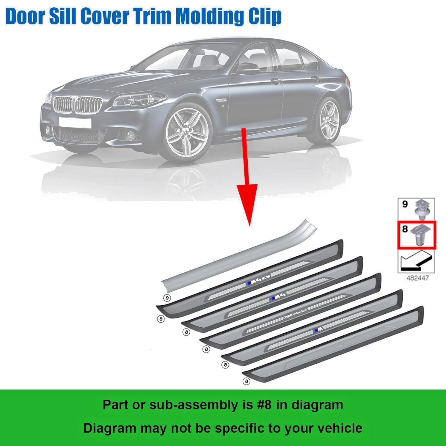 BMW Door Sill Trim Panel Protection Cover Fastener Clips Fit 1975 - 2026 set # 59