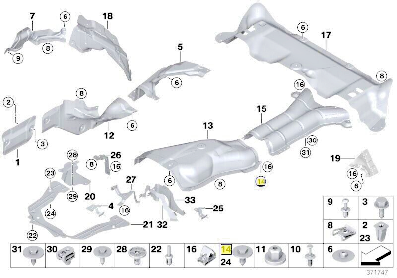BMW Under-tray Wheel Arch Bumper Mounting Hex Screw with Washer 07147129160 10pc4