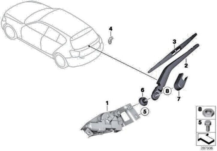 BMW Rear Windscreen Window Wiper Arm Cover Cap For 1 Series F20 F21 616172741571