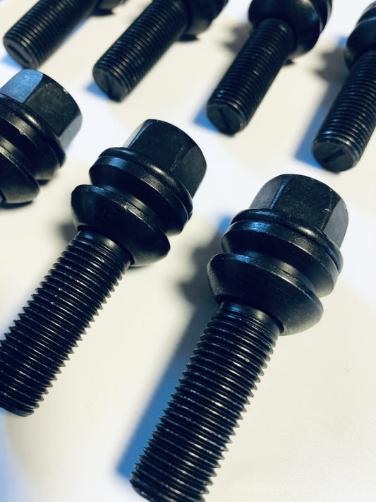 Extended PORSCHE O.E Type Wheel Bolts Floating Collar Black 43mm PSR9Line x20pcs0