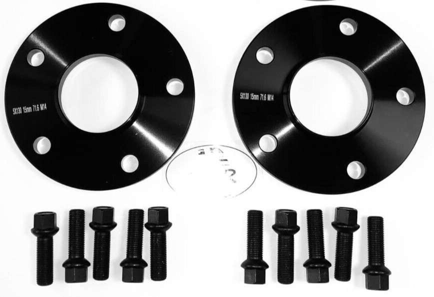 Porsche Wheel Spacers 15mm + Extended AF Bolts Set Of 2 in Black 5x130 PSR9Line13
