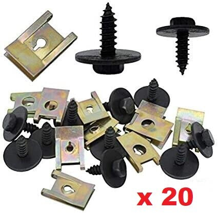 20 x Wheel Arch Cover Undertray Splashguard Screws & U CLIP for BMW3