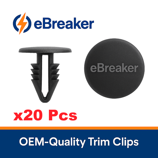 Push Fit Interior Trim Panel Clip Fasteners Black Button Head 4-5mm Hole - 20 Pc0