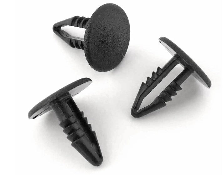 Push Fit Interior Trim Panel Clip Fasteners Black Button Head 4-5mm Hole - 10 Pc2