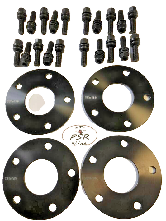 Porsche Wheel Spacers 7mm + Extended OE Bolts Set Of 4 in Black 5x130 PSR9Line0
