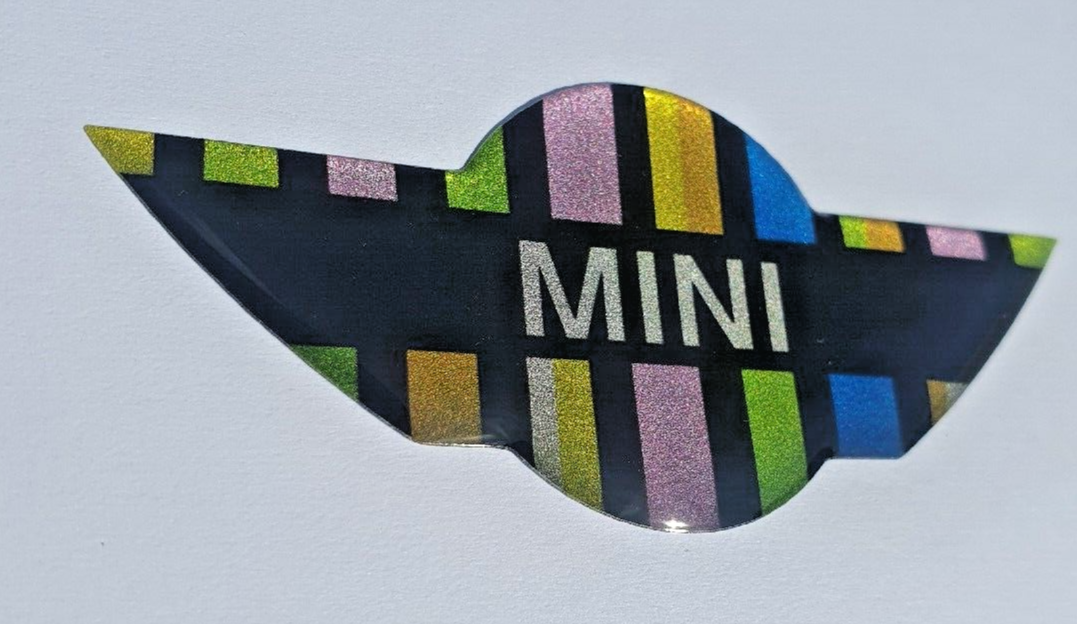 MINI RAINBOW Steering Wheel Badge 3D Gel Logo Domed For Gen2 JCW R55 R56 R57 R581