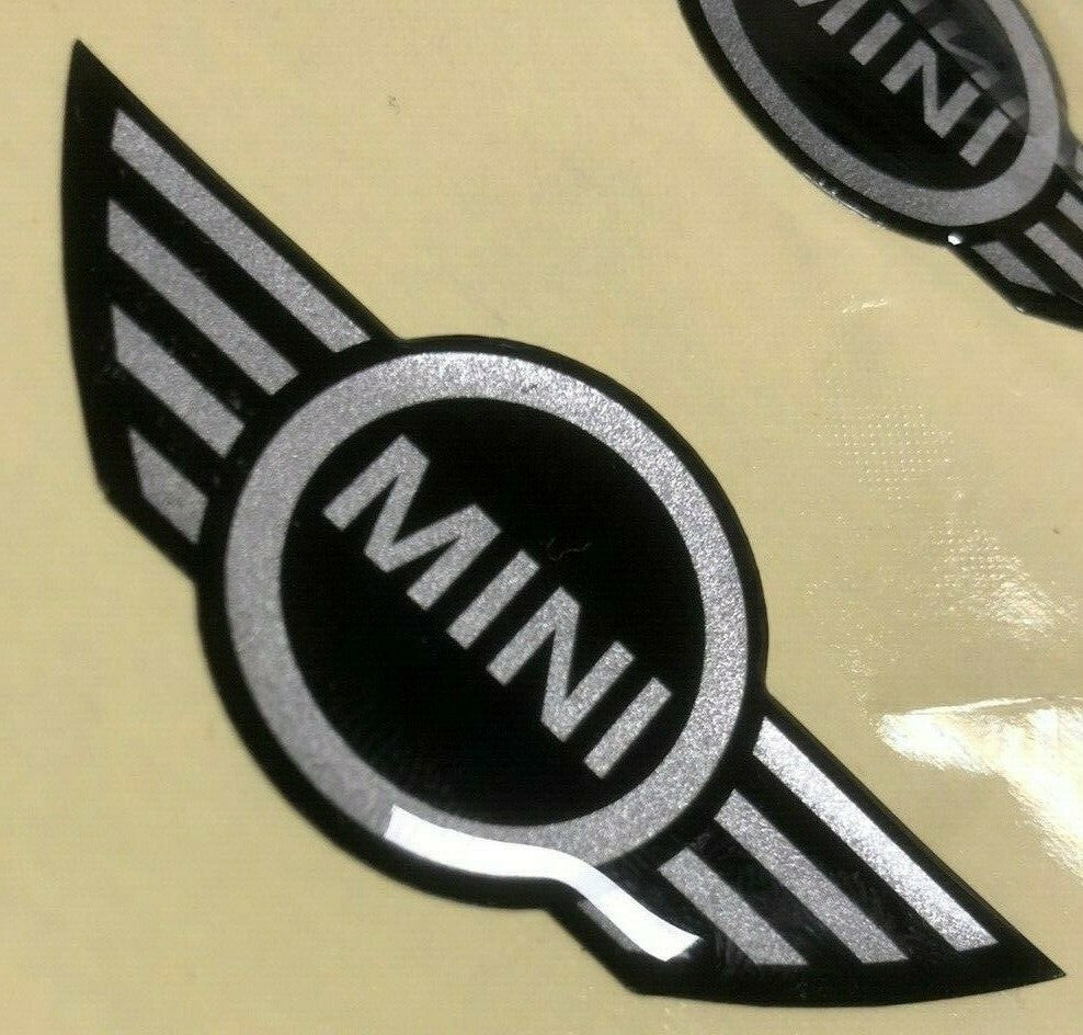 MINI Steering Wheel Badge Logo 3D Gel Domed Silver For Mini Gen1 R50 R52 R53 JCW0
