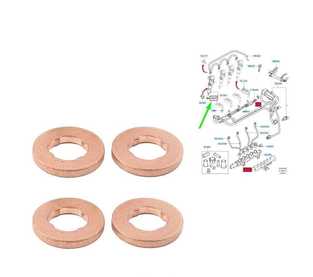 CITROEN Fuel Injector Copper Washer Seal Set  Diesel 4Pc #198195 4Cyl 199720246