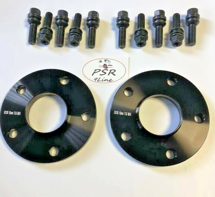 Porsche Wheel Spacers 15mm + Extended O.E Bolts Set Of 2 in Black 5x130 PSR9Line0
