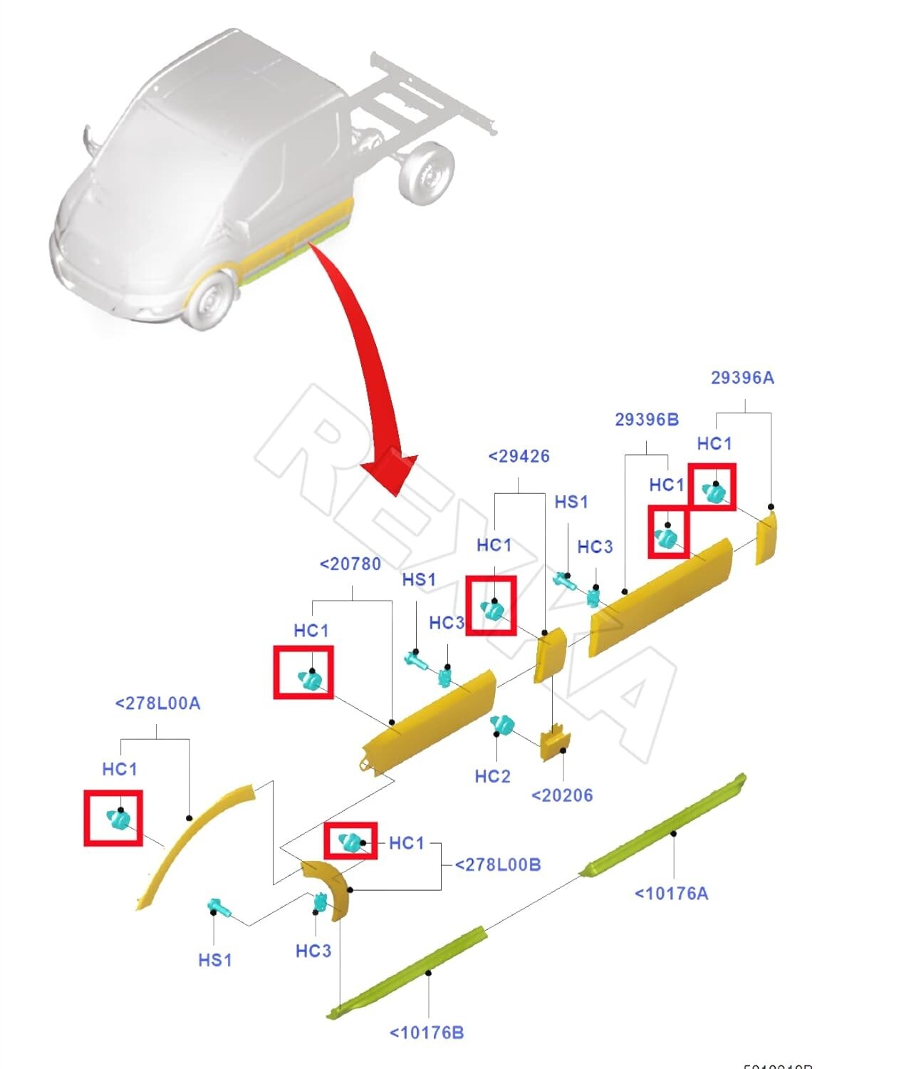 Transit Custom Trim Panel Clips Door Moulding Body Fixing Clips FORD W716507S3006