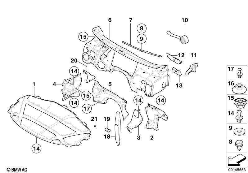 BMW Insulated Screw Grommet, Trim Panel Secure Mounting Clip Fastener 1998 On 1518
