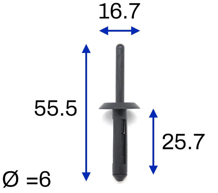 BMW X3 X5 X6 F25 E71 Wheel Arch Flare Trim Clips 07142151750 Blind Rivet 6mm x204