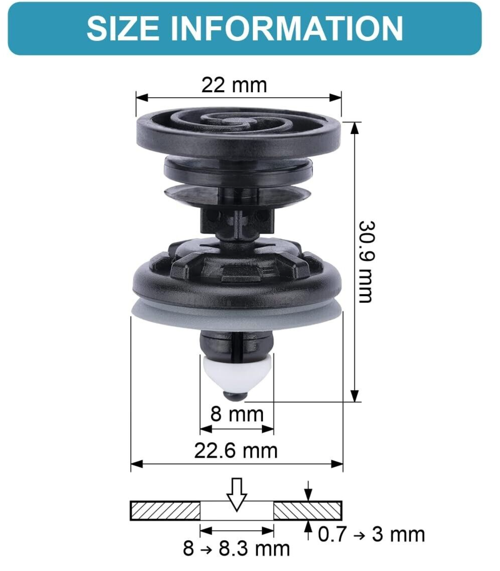 Seat, Skoda - Interior Door Card Trim Panel Fastener Clips Sprung Head, x10 Pcs2