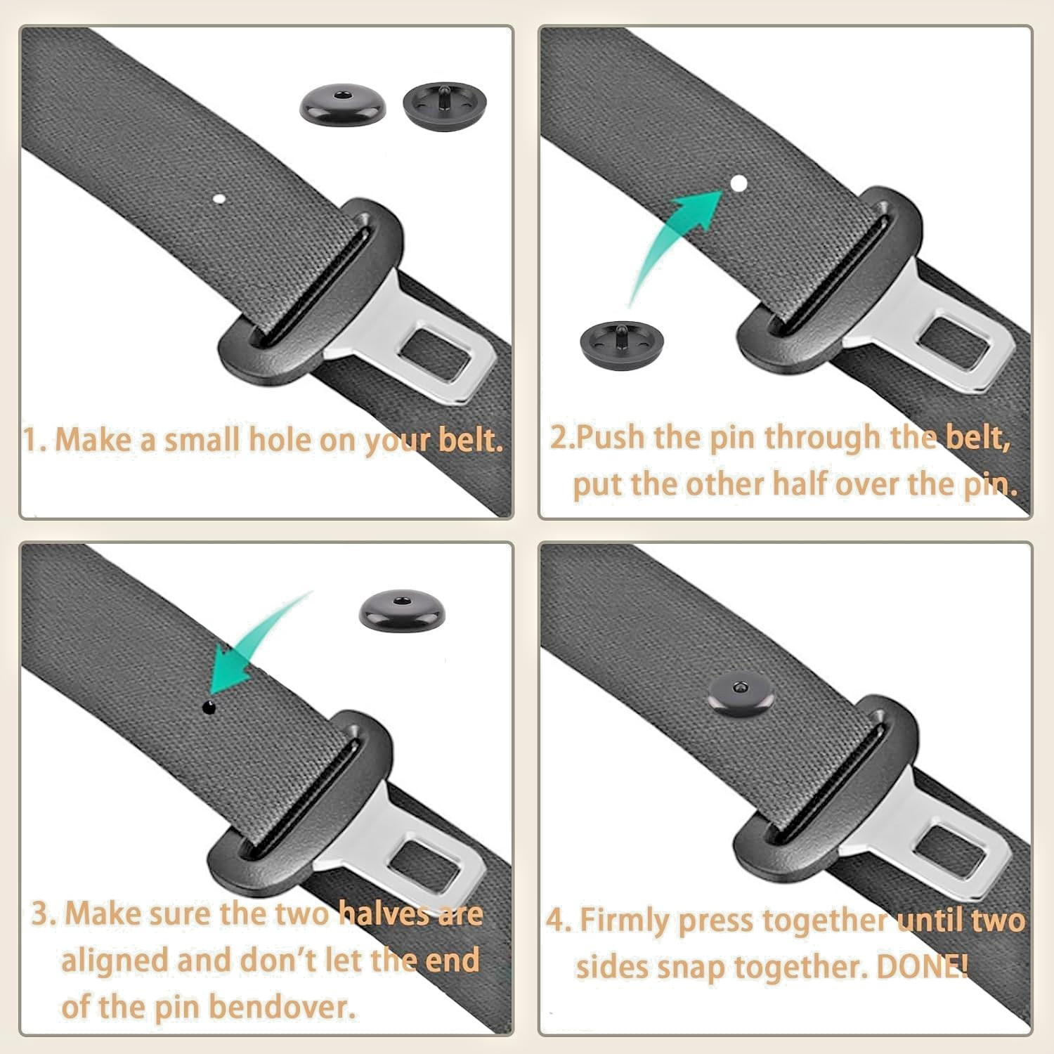 Universal Black Seat Belt Buckle Stopper Push Fit Click Lock Car Adjuster 5 Sets11