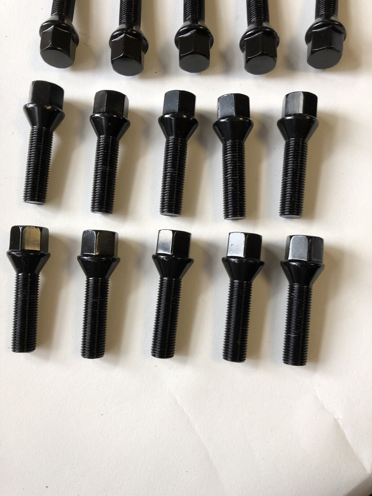 20 Black Extended Wheel Bolts 45mm Thread  M14 x 1.5 Hex Head 19mm Tapered Cone1