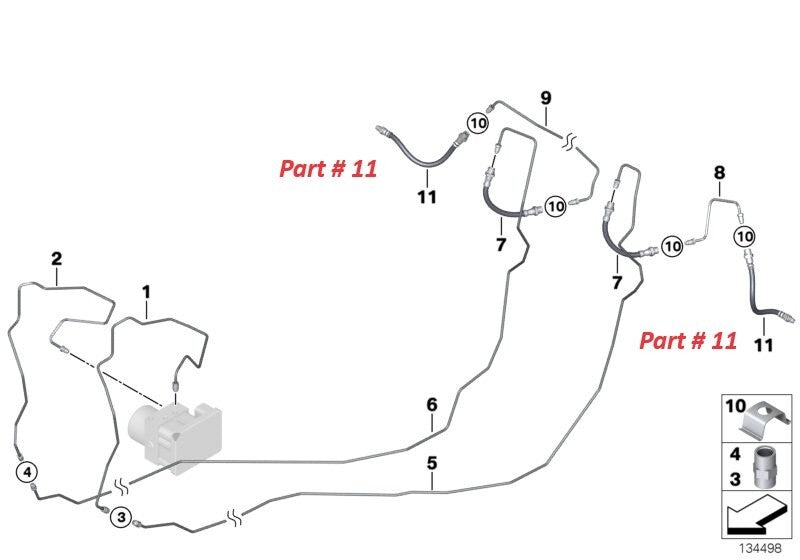 BMW Rear Brake Hose Pipe x2 Left & Right For 1 Series3