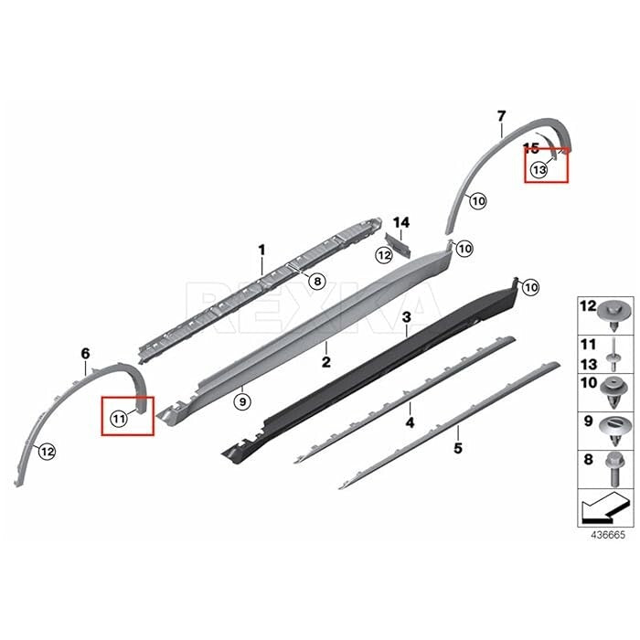 White Wheel Arch Flare & Trim Moulding Rivet Clips for BMW X5 X5M F15 F85 x5 Pcs12