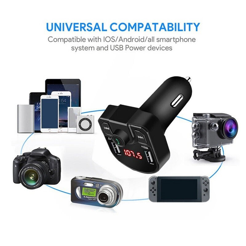 Wireless BT 5.0 FM Transmitter QC3.0 Car USB Charger Adapter Radio Player9