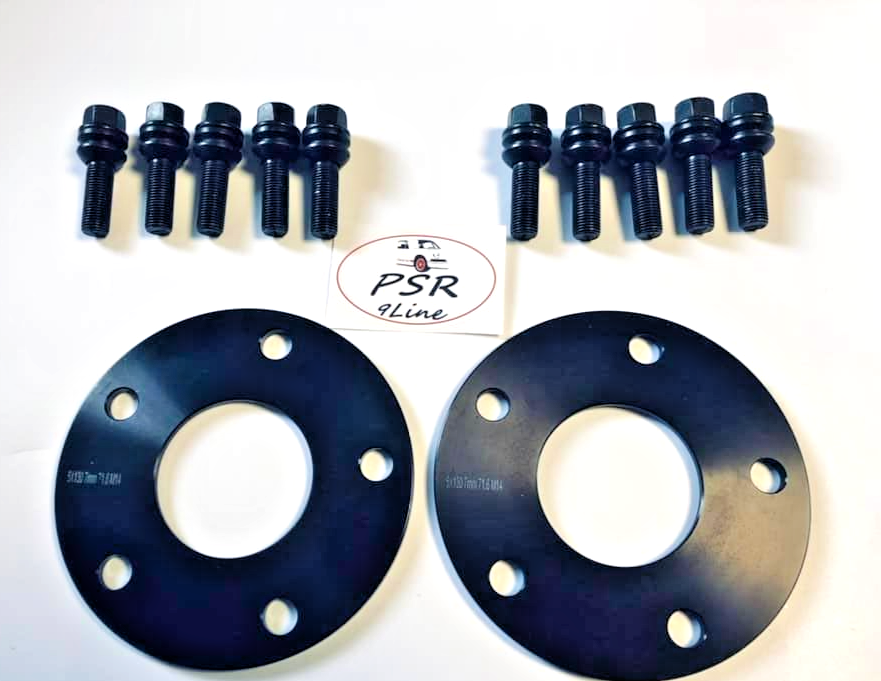 Black Porsche Wheel Spacers 7mm 5x130 Kit with Extended O.E Bolts  HubCentric.19