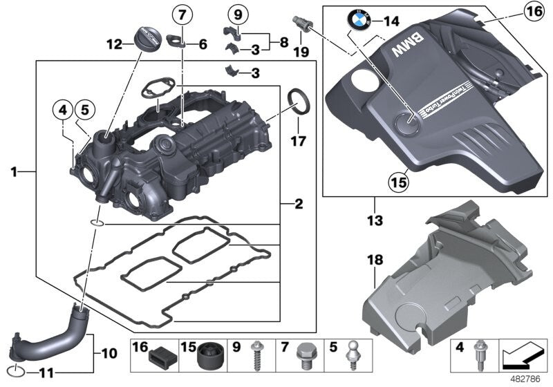 BMW Cylinder Head Cover Gasket Set 11127588418 – Genuine Fit for N20 N26 Engines2