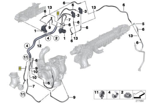 BMW Braided Vacuum Hose Pipe Line Black 3.5x2.0x100mm 11747797129 New1