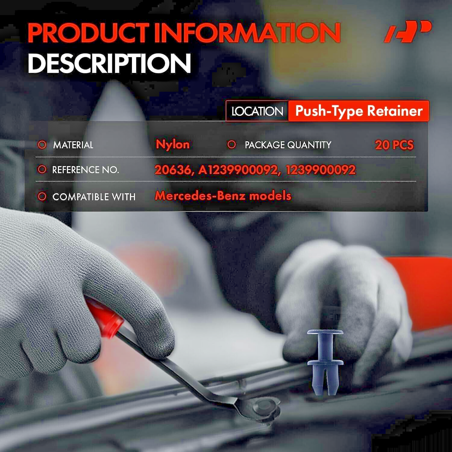 Mercedes-Benz Push Through Expanding Rivet Trim Fastener Clip OE A1239900092 x108