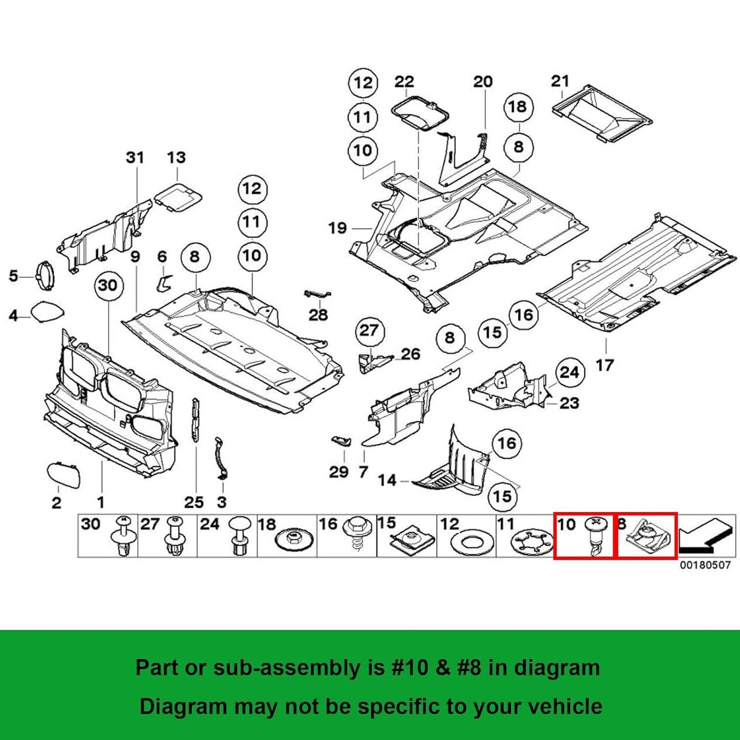 BMW E39 E38 Undertray Splashgaurd Fixing Mounting Kit Twist Lock Bolt Set 10 QTY11