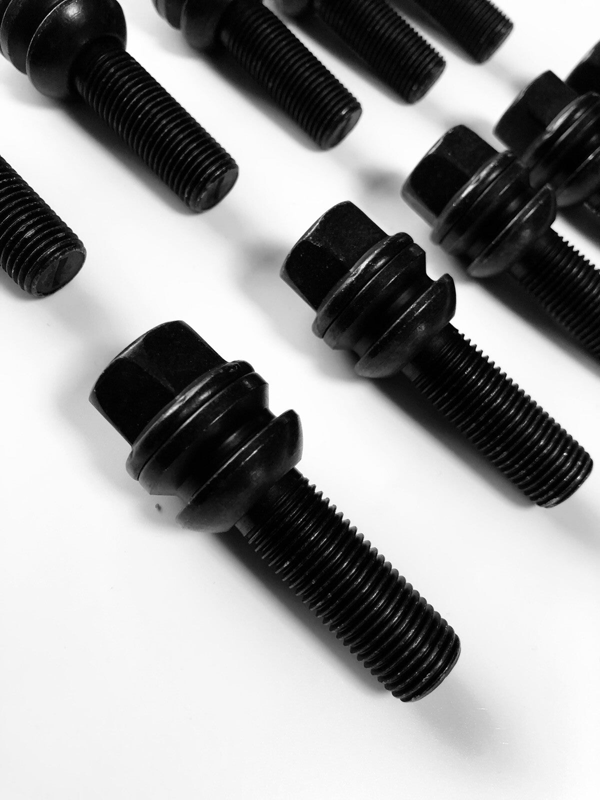 Extended PORSCHE O.E Type Wheel Bolts Floating Collar Black 43mm PSR9Line x20pcs4
