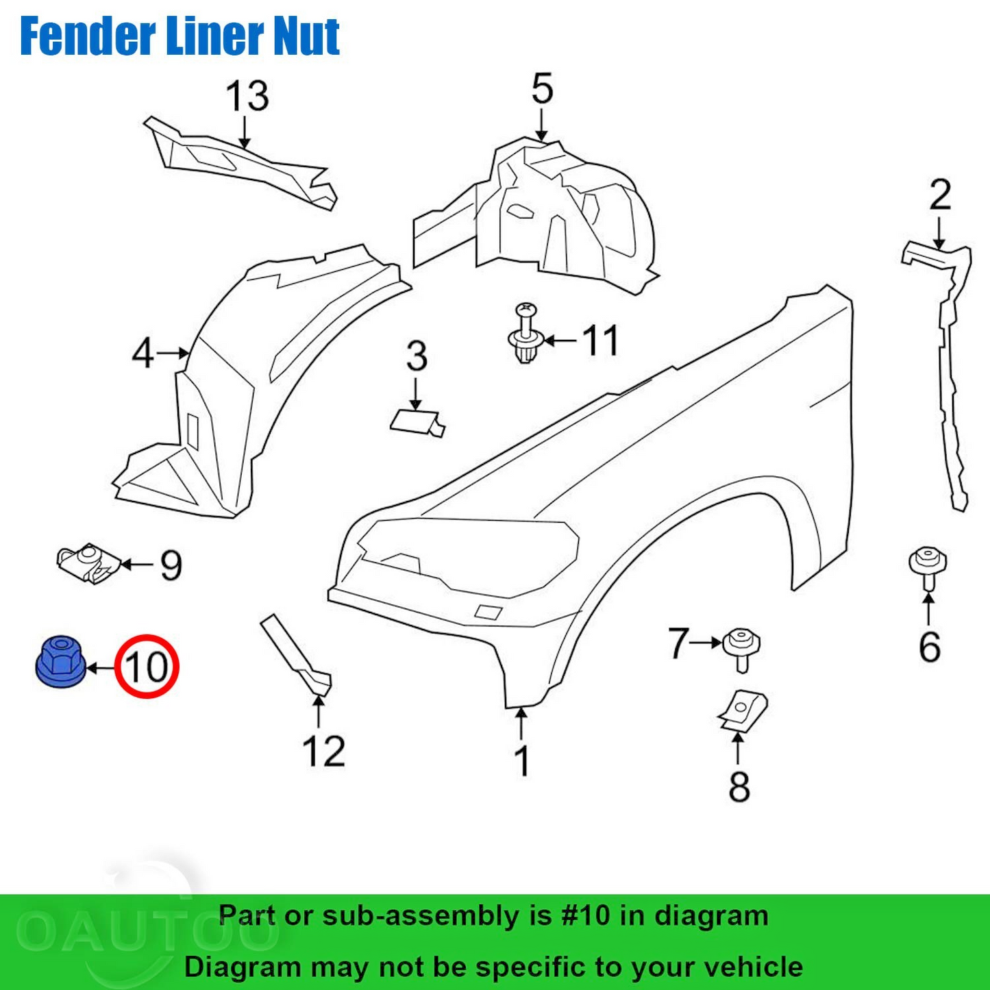 MINI Hex Head Plastic 10mm Nut Under Tray Splash Guard Trim Panel Fastener -15Pc15