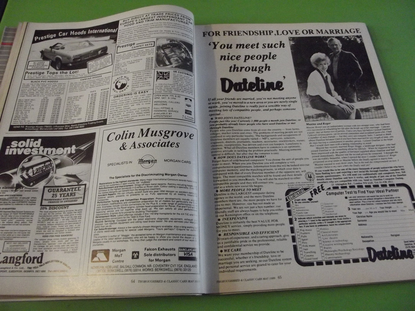 THOROUGHBRED AND CLASSIC CARS MAGAZINE MAY 1986 #C44