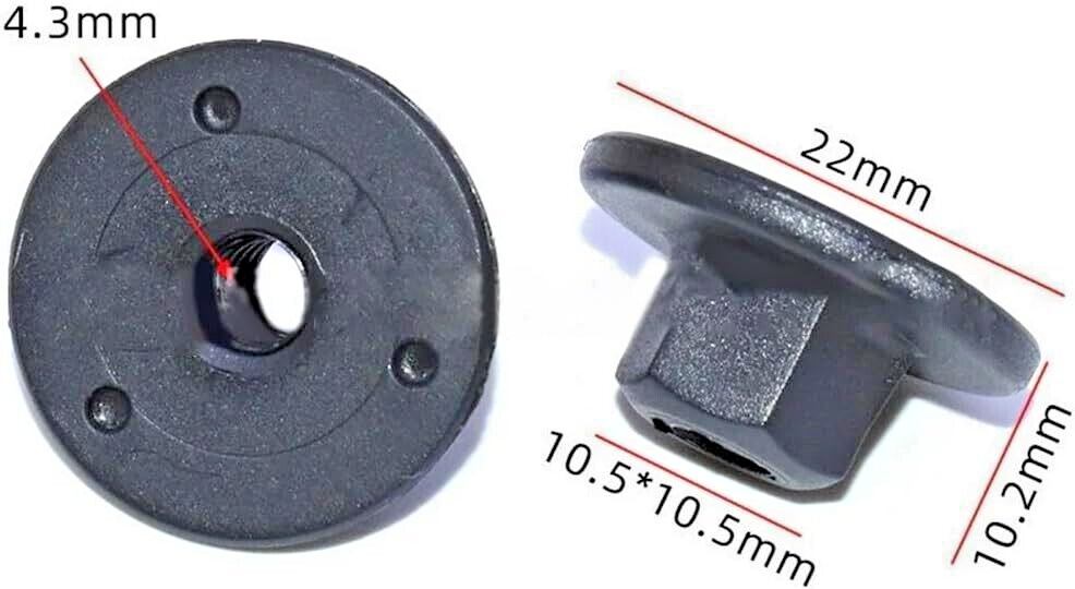 10mm Hex Head Plastic Flanged Nut x10 pcs Arch Liner Splash Guard Underbody Tray2