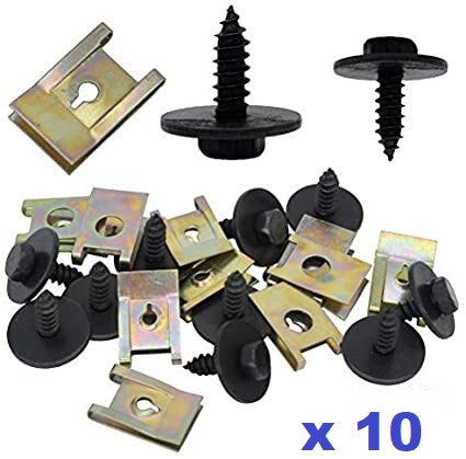 10 x Wheel Arch Cover Undertray Splashguard Screws & U CLIP for BMW0