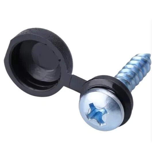 Number Plate Screws Kit - White Yellow Black Caps for Car/Van Universal Fixing4