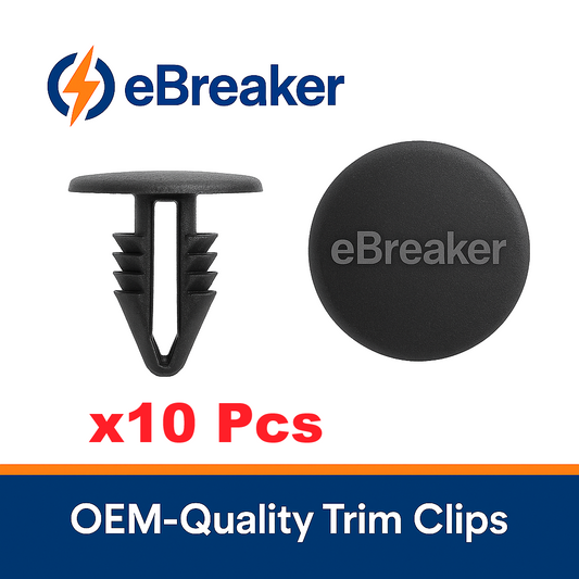 Push Fit Interior Trim Panel Clip Fasteners Black Button Head 4-5mm Hole - 10 Pc0