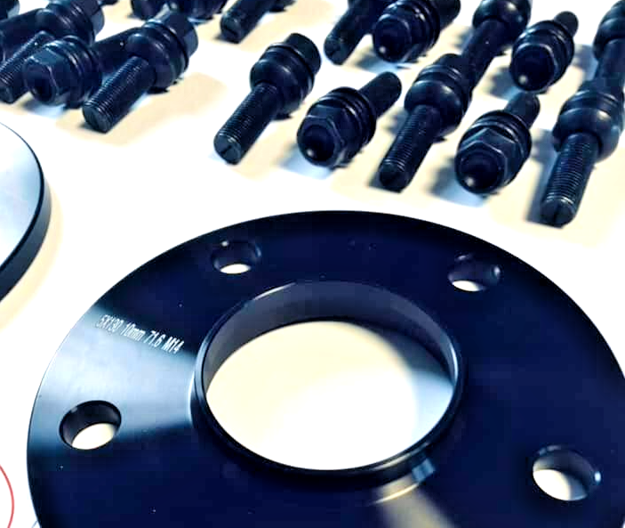 Black Porsche Wheel Spacers 15mm 5x130 Kit with Extended O.E Bolts  HubCentric5