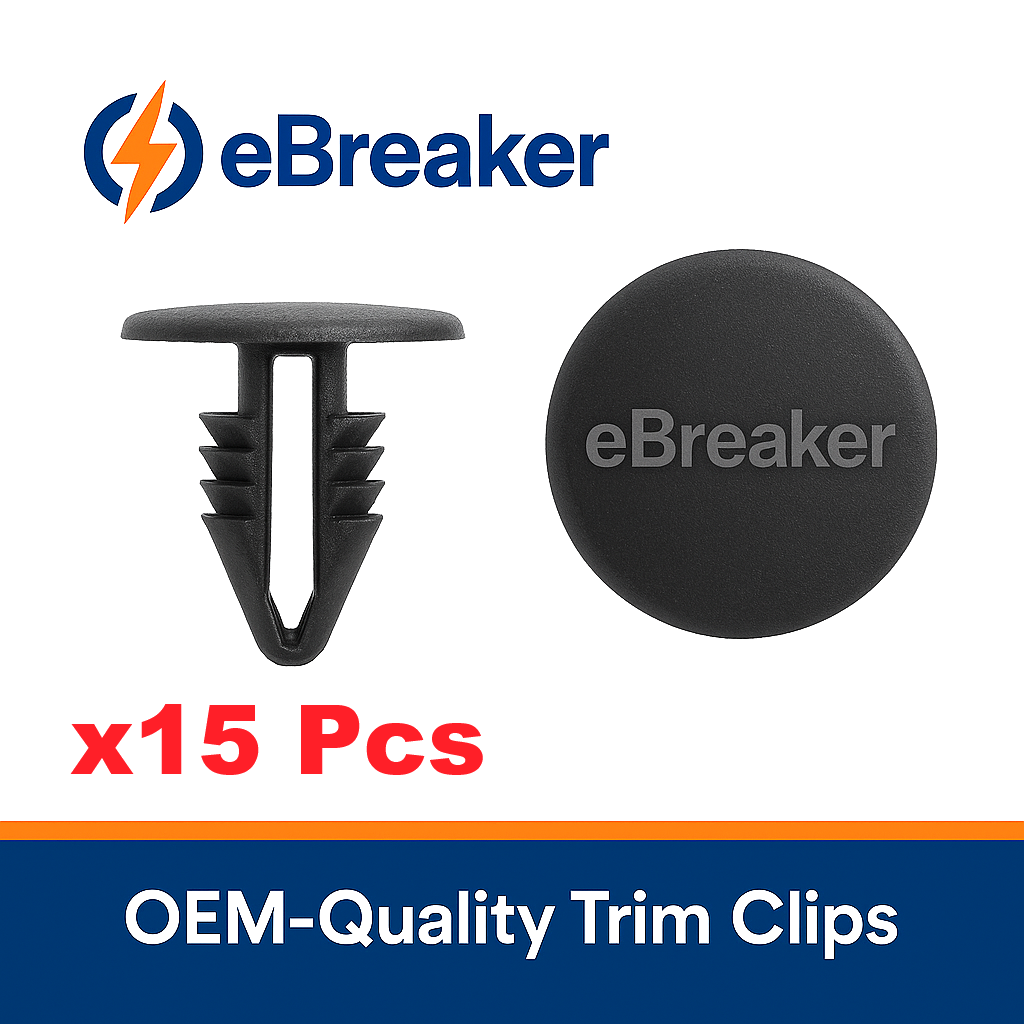 Push Fit Interior Trim Panel Clip Fasteners Black Button Head 4-5mm Hole - 15 Pc0